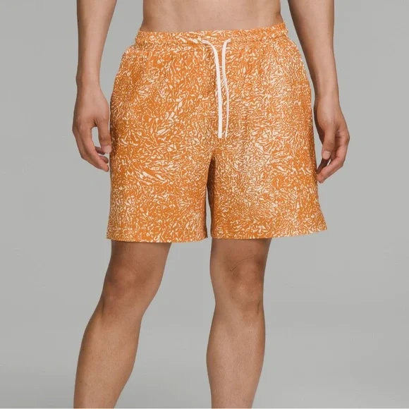 Lululemon Pool Short 7” NWT Size Small (Crunch Max Lemon Sorbet Autumn Orange) - Picture 13 of 14